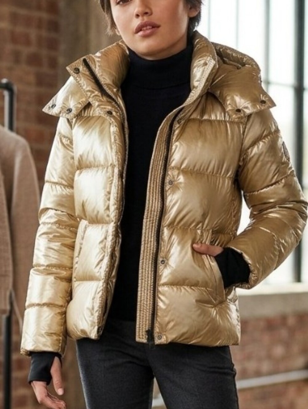 SAM. Annabelle Metallic Gold Puffer Hooded Jacket for Kids Sz 10